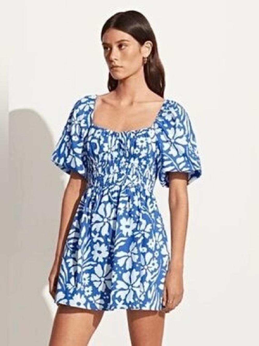 Faithful the brand 100% cotton marinelli puffed sleeve mini dress size medium